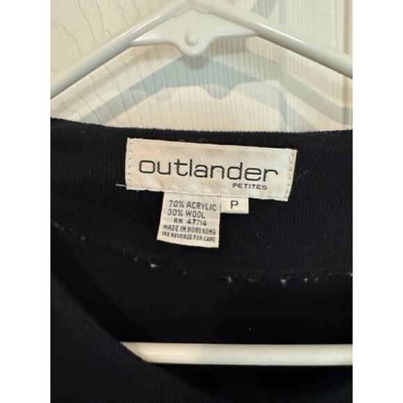 Vintage Outlander Black Gold Embroidered Knit Dress Button Front Career - Picture 5 of 8